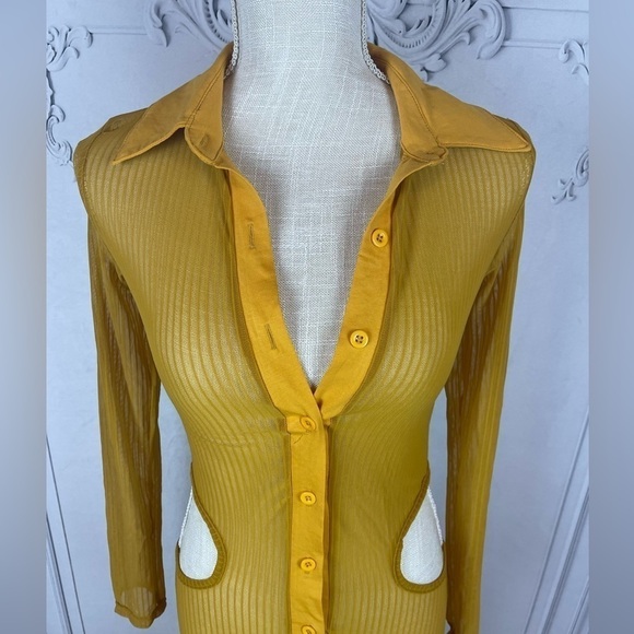 Cabo Casual Slim Fit See Through Cut-Out Long Sleeves Coverup Midi Dress. - Picture 7 of 11